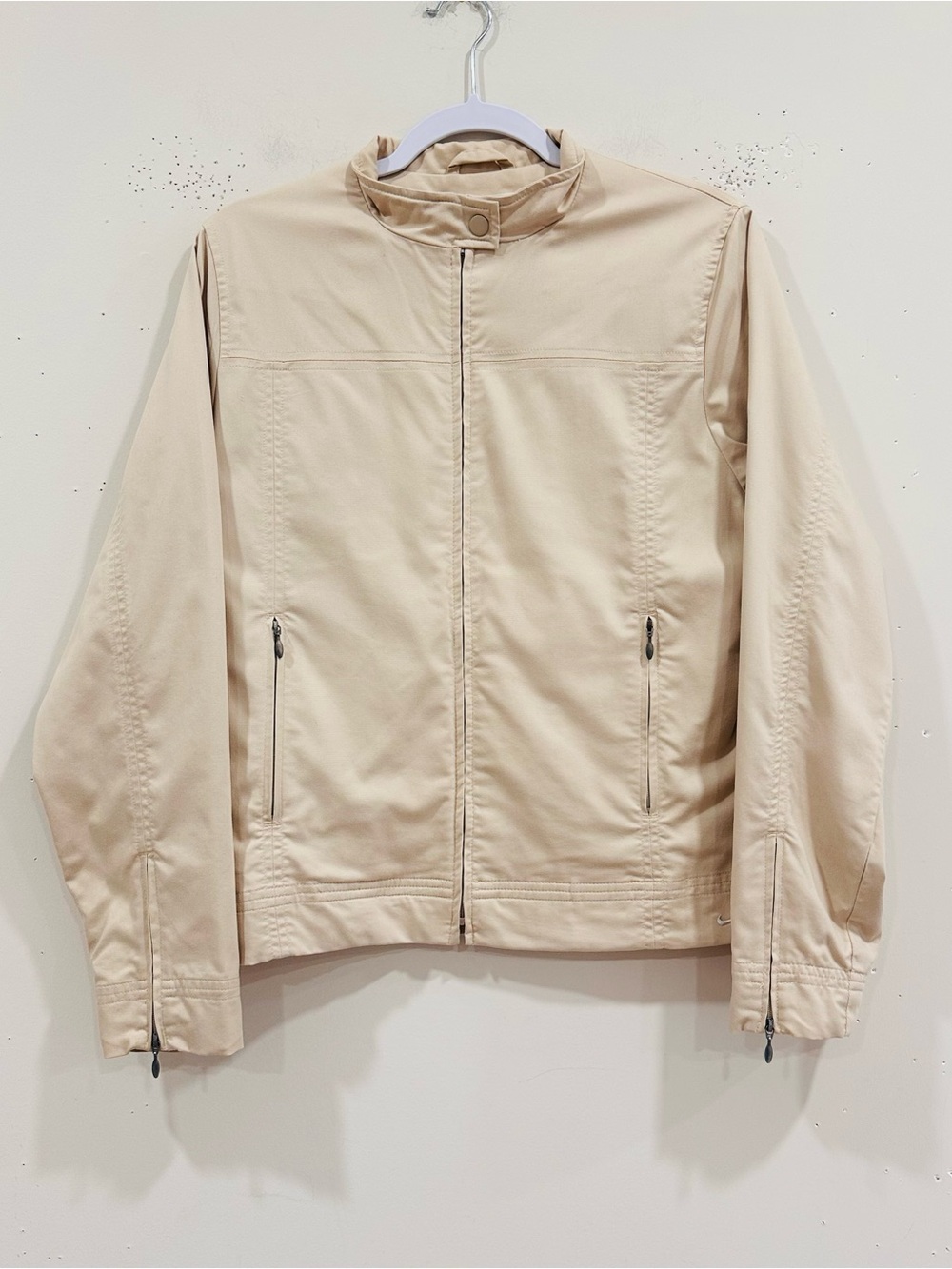 Nike Golf Women's Full Zip Jacket Mock Neck Beige Khaki Size M Stretch